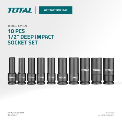 *TOTAL 10pcs Deep Impact Socket Set - THKISD12102L
