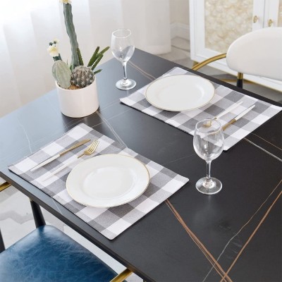 *Cotton Buffalo Check Placemats Heat Resistant Dining Table Place Mats for Kitchen Table 30cm x 45cm [10s]