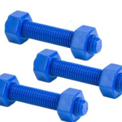 1-1 2'' - 8UN X 320 MM, ASTM A193 B7 Stud Bolt c w 2 A194 Gr.2H Heavy Hex Nuts Xylan 1424 Blue coated
