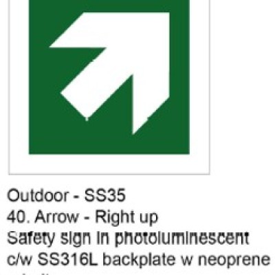 SS316 backplate with photoluminescent Sticker (Arrow Right Up)
