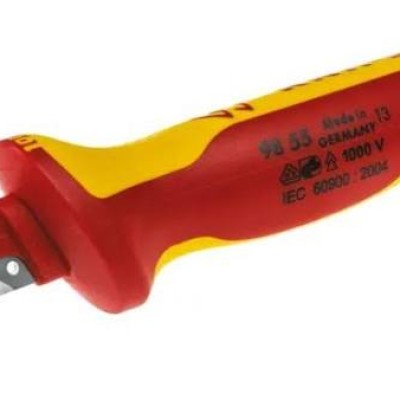 Knipex Stripping Knives with Guide Shoe Insulating Multi-Component Handle VDE 1000V Approved, 180mm Overall, 38 mm Blade