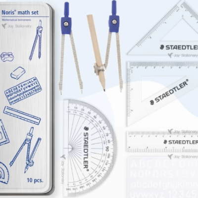 Mathematical Instruments Geometry Stationery Math Set Compass Ruler Protractor Stencil