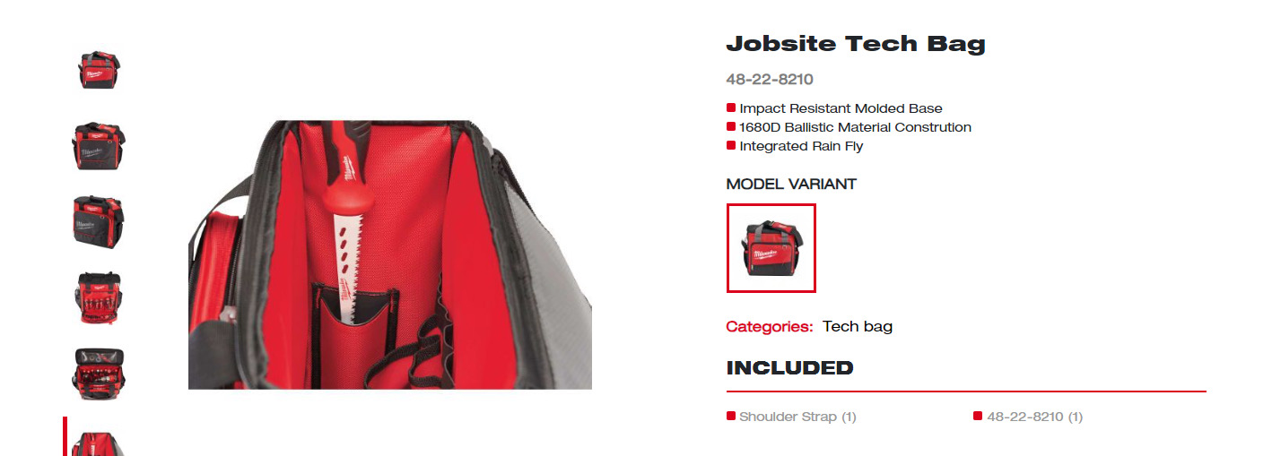 MILWAUKEE Jobsite tech bag 48-22-8210 460 X 230 X460mm in size