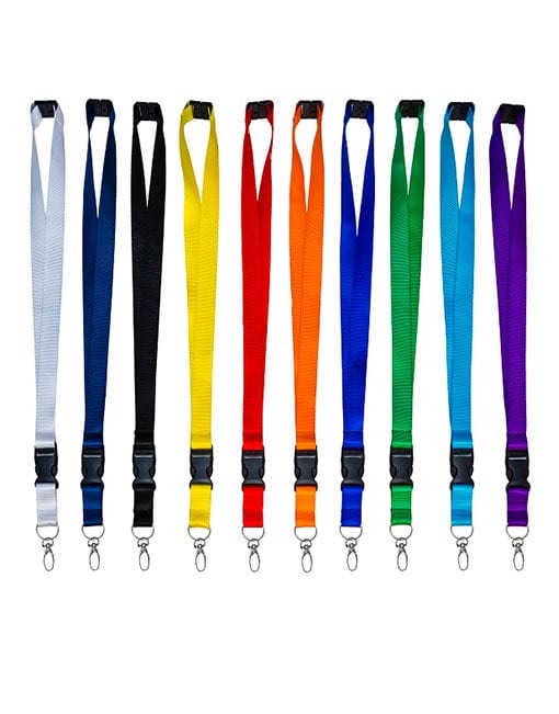 Nylon Lanyards with detachable buckle clip, metal hook and safety clip