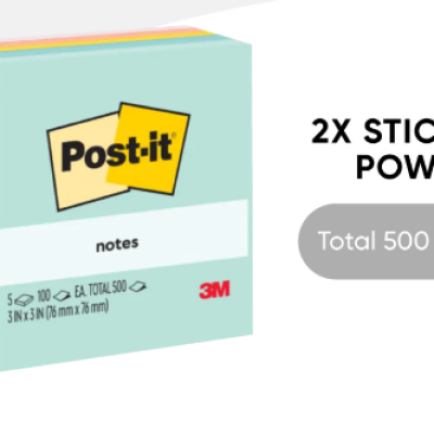 3M Post-it Super Sticky Original Notes Beachside Cafe 3x3 [100s x 5 Pads] SINGLE PACK