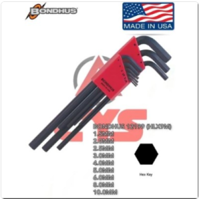 BONDHUS 12199 (HLX9M) HEX KEY L-WRENCH SET ALLEN KEY SET (LONG-ARM)