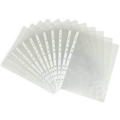 *100PCS A4 Loose Leaf Documents Sheet Protectors 11 Holes Plastic Punched Pockets Folders Transparent Folder Bag