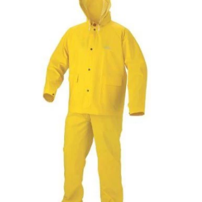 HEAVY DUTY PVC YELLOW RAIN SUIT - TOP & BOTTOM, Size M - 2 XL