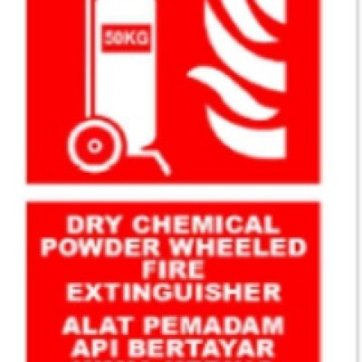 SAFETY SIGN FOR WHEELED DRY CHEMICAL POWDER FIRE EXTINGUISHER 42KG