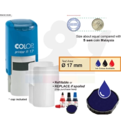 17mm Rubber Stamp Colop R17 (Rubber Round) -Blue