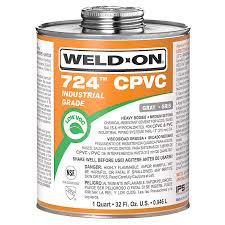 CPVC glue-2 tin,  WELD ON CPVC Solvent Cement 724 - Grey (Quart 0.946L) Expired Date March 2025