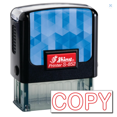 Copy Stamp Self Inking Rubber Stamp, 1 2" by 1-1 2" Impression Area, Red Ink, Refillable