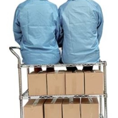 Thickened multifunctional turnover handcarts for warehouse with adjustable shelve level (120x53cm)