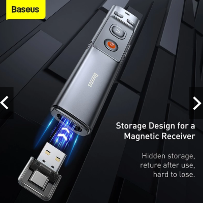 Baseus 2.4GHz USB-A Type-C Orange Dot Wireless Presenter (Red Laser)