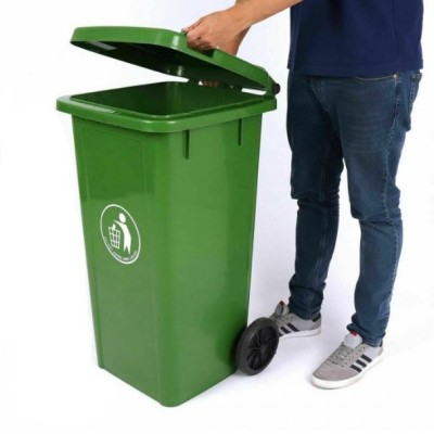 Large Green Trash Cans  Heavy-Duty Outdoor Garbage Bins with Wheels Weatherproof Durable Garbage Bins