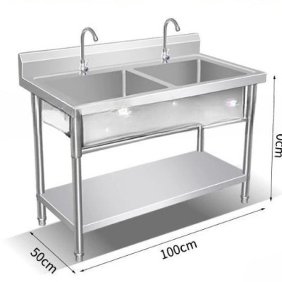 Stainless Steel Sink Manual Kitchen Sink With Faucet Wash Basin Sink With Platform Sink