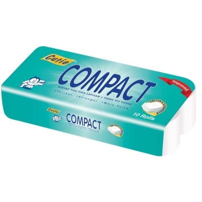 Cutie Compact 3ply Toilet Tissue Rolls 10s