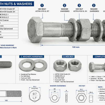 HEX Bolts with Nuts & Washers