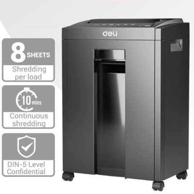 *Deli DIN-5 Level Confidentiality Heavy Duty Paper Shredder Built In Castor Cutter Machine Shredded -30L