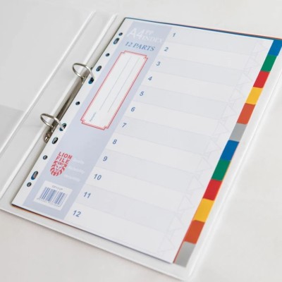 LIONFILE A4 12 COLOURED tab Index Dividers