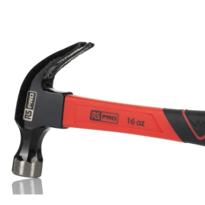 RS PRO Carbon Steel Claw Hammer with Fibreglass Handle, 450g