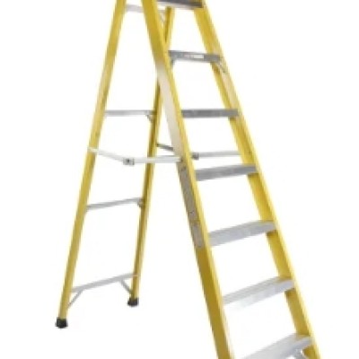 RS PRO Fibreglass 8 steps Step Ladder, 2.1m platform height [553-826]