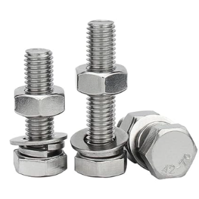 Hex Bolt Grade 8.8 (Full Thread) cw 1pc Hex Nut Class 8, 2pcs Flat Washer F436, 1pc Spring Washer Carbon Steel, M8 x 1.25 Pitch x 45MM (PLAIN)