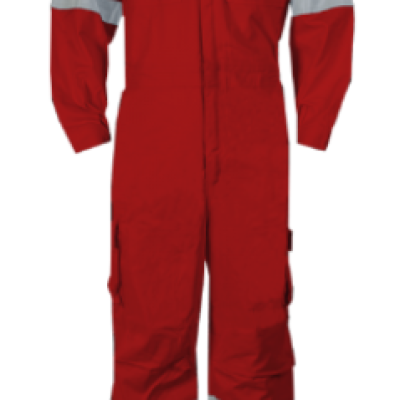 Tecasafe Plus Multilite 550 185gsm Red Coverall c w 2" FR Reflectors Shell Logo at front right chest (Size: M)