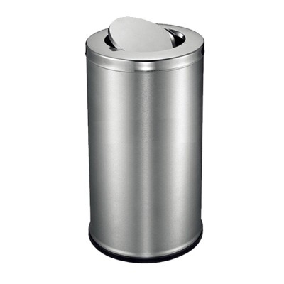 *Stainless Steel Round Waste Bin c w Flip Top - RFT-084 SS : 480(D) x 830 (H) mm