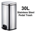 30L Dustbin, Pedal Type, Silver