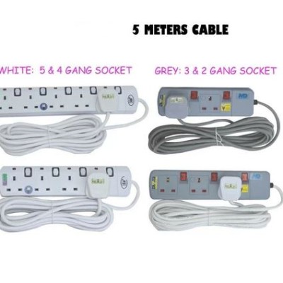 5 Meter Extension Trailing Socket Plug Adapter (2Way 3Way 4Way 5Way) - With Indicator Light   Sirim Certified