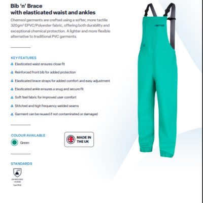 SKYTEC GREEN REUSABLE BIB & BRACE