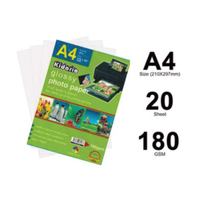 Kidario A4 Glossy Photo Paper 20sheets 180gsm