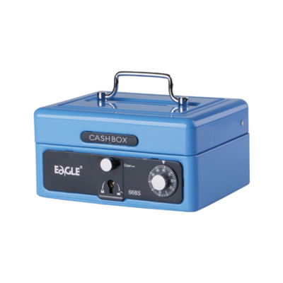 EAGLE 668S SMALL Metal Petty Cash Box (KEY & NUMBER LOCK) BLUE   RED Random Color