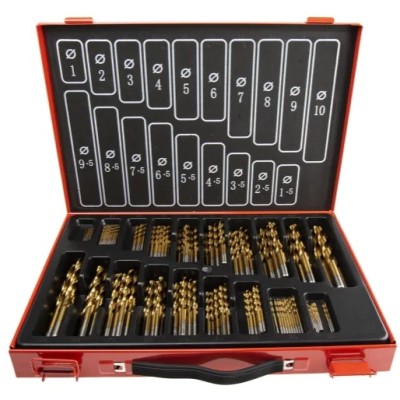 RS PRO 170-PIECE TWIST SET FOR METAL, 10 MM MAX, 1 MM MIN, HIGH SPEED STEEL TITANIUM COATED BITS, 507-1732