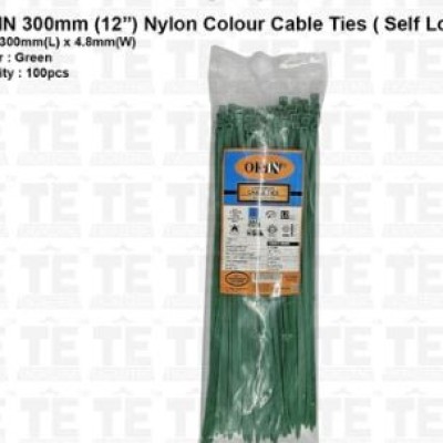 100pcs of 300mm (12) OK-IN Nylon Colour Cable Ties ( Self Locking ) green