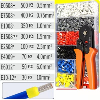 1800pcs Insulated Copper Wire Cord Pin End Terminal Ferrules Crimp Connector Kit + tools
