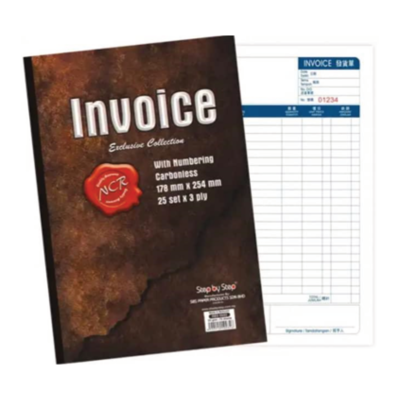 Invoice with Numbering Carbonless 178mm x 254mm 3 Ply SBS-0032 Book