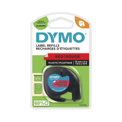 Dymo Letra Tag: Tape 12mm Red Plastic