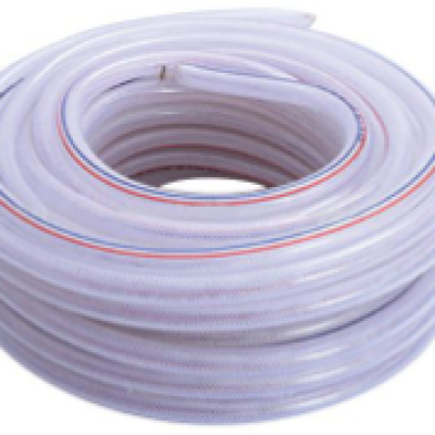 HOSE, CLEAR PVC HOSE, FIBER REINFORCED, 1 2" x 100M