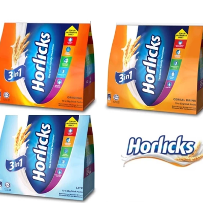 Horlicks 3 in 1 Nutritious Malted Drink (Original 10's x 28g   Cereal 10's x 32g   Lite 10's x 28g )