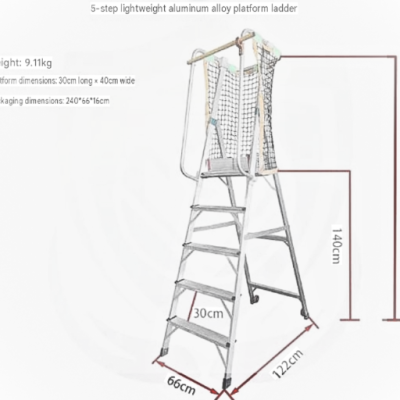 Aluminium Platform Trolley Ladder 5 steps 226cm height