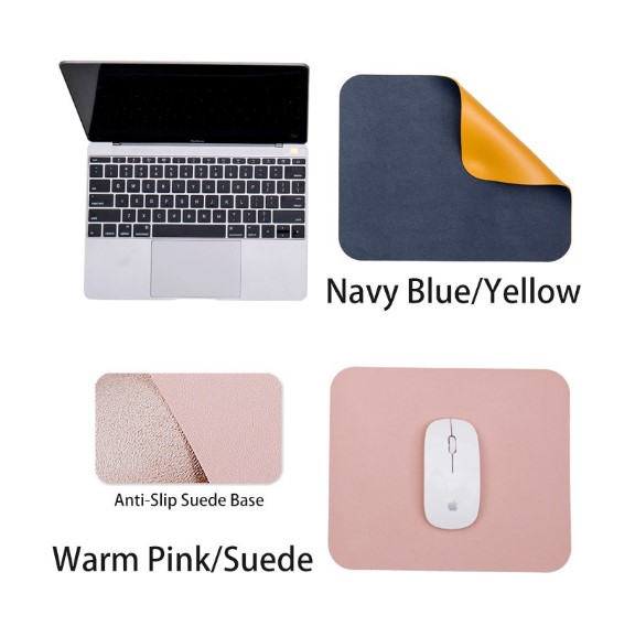 Double-sided Mat Pad for Mouse Mice Office PU Leather Waterproof