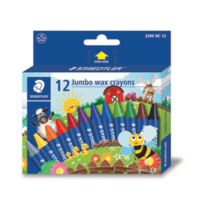 STAEDTLER JUMBO WAX CRAYONS - 12 COLOURS