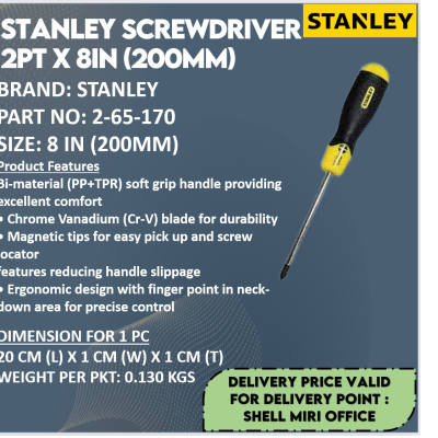 STANLEY 2-65-170 SCREWDRIVER  2PT X 8IN (200MM)