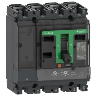 Schneider Electric, ComPact, ComPacT NSX Molded Case Circuit Breaker 4-Pole 200A, Breaking Capacity 50 kA, PN C25N4TM200.
