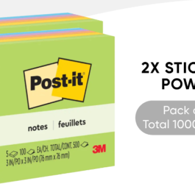 3M Post-it Super Sticky Notes Jaipur Collection 3x3 [100s x 5 Pads] PACK OF 2