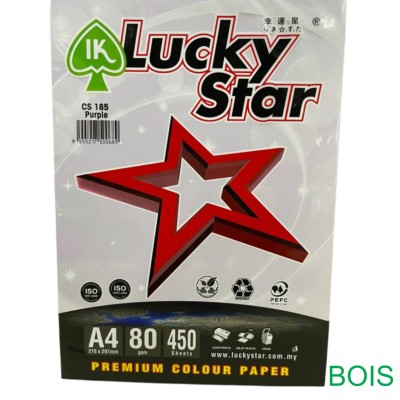 LUCKY STAR A4 COLOUR PAPER 80GSM PURPLE