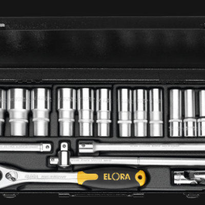 ELORA 770-LTIK 1 2" Bi-Hexagon Socket Set Metric 18Pcs