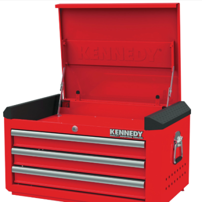 *Kennedy Tool Chest, Industrial Range, Red, Steel, 3-Drawers, 375 x 706 x 461mm, 245kg Capacity - KEN5942040K